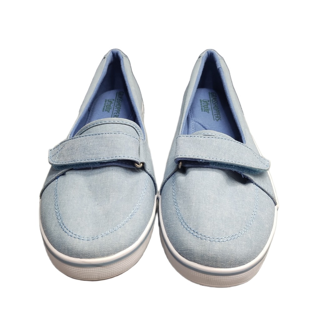Grasshoppers Ortholite Mary Jane Shoes Womens Size 9W Blue White Hook & Loop